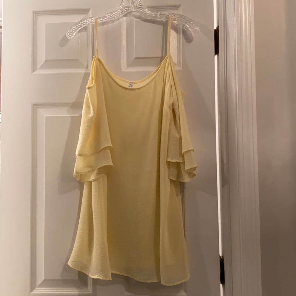 Super Cute Pale Yellow Cold Shoulder Dress